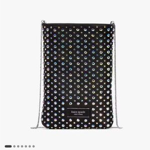 Kate Spade Swing Embellished Satin Phone Pouch Rhinestone MultiColor Crossbody